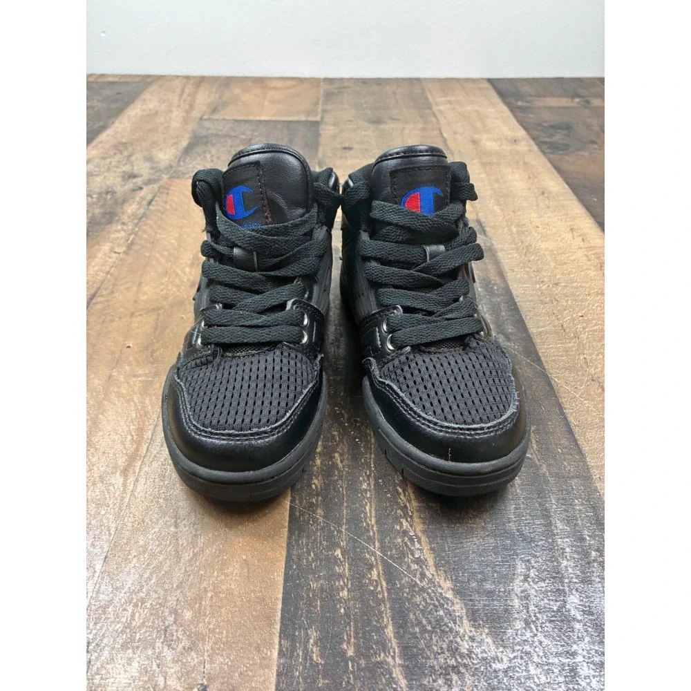 Champion Toddler Boys Black Mid Top Sneakers CPS10309P Size 11P Leather Mesh‎